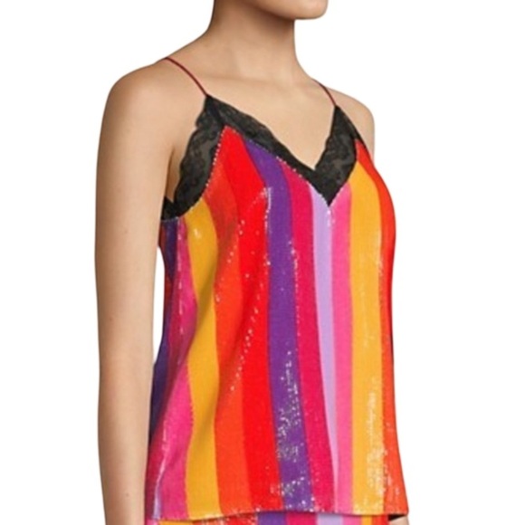 Olivia Rubin Flora Cami Pre Fall Stripe Sequin Lace Camisole Top Size 6 NEW NWT - Picture 2 of 12